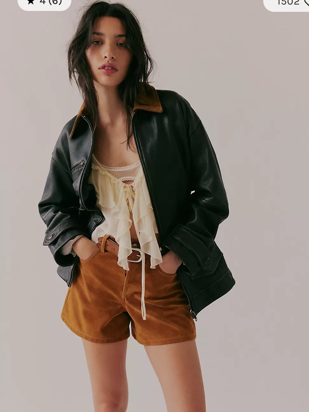 NWT Free people size L Easy That Leather jacket in black